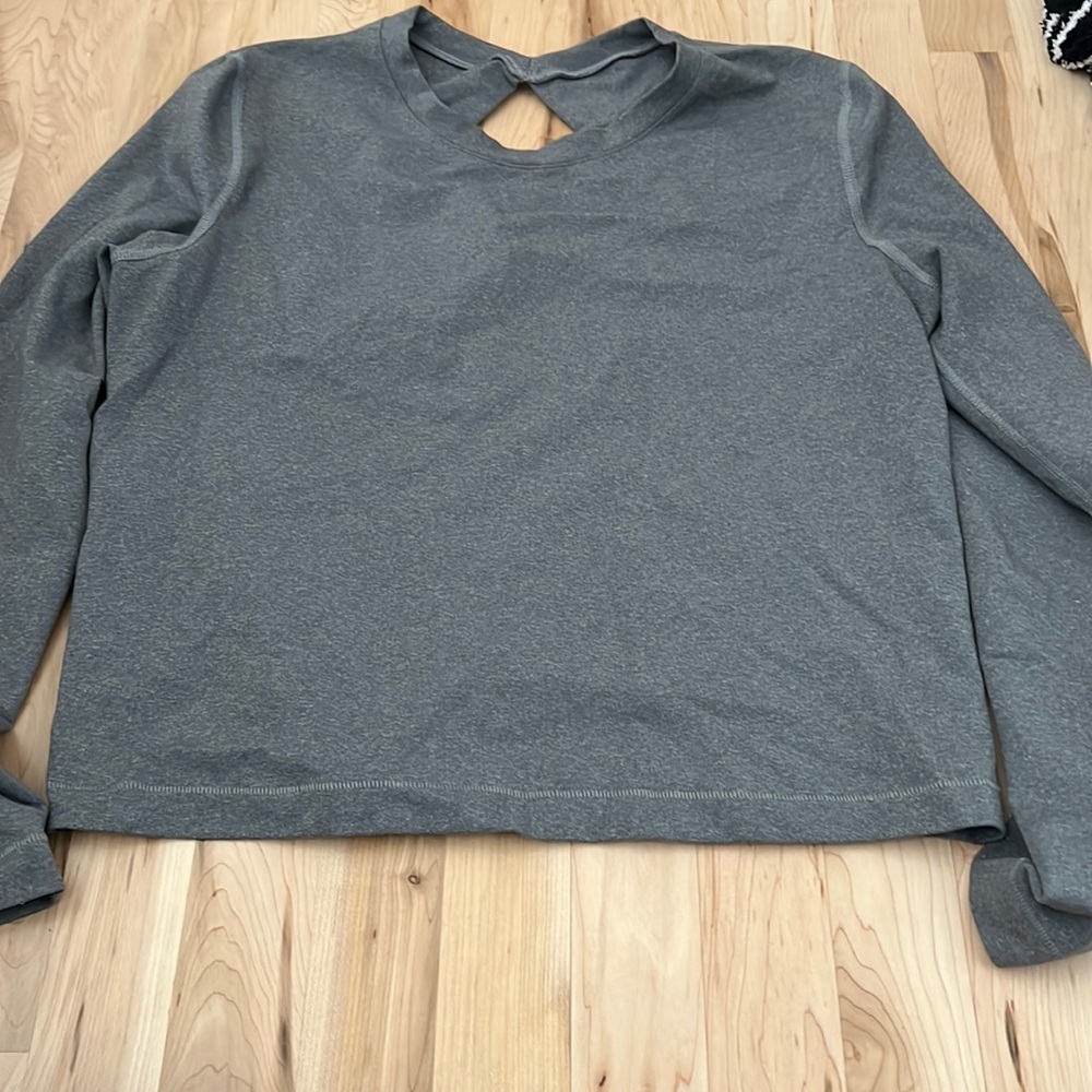 Grey Lululemon cutout back crew neck top